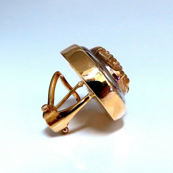 14kt Gold Cross Thread Deco Oval Frame Earrings Om - Picture 6 of 6